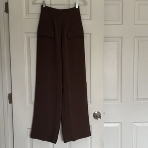 Wide Leg High-Waist Pants in Dark Brown